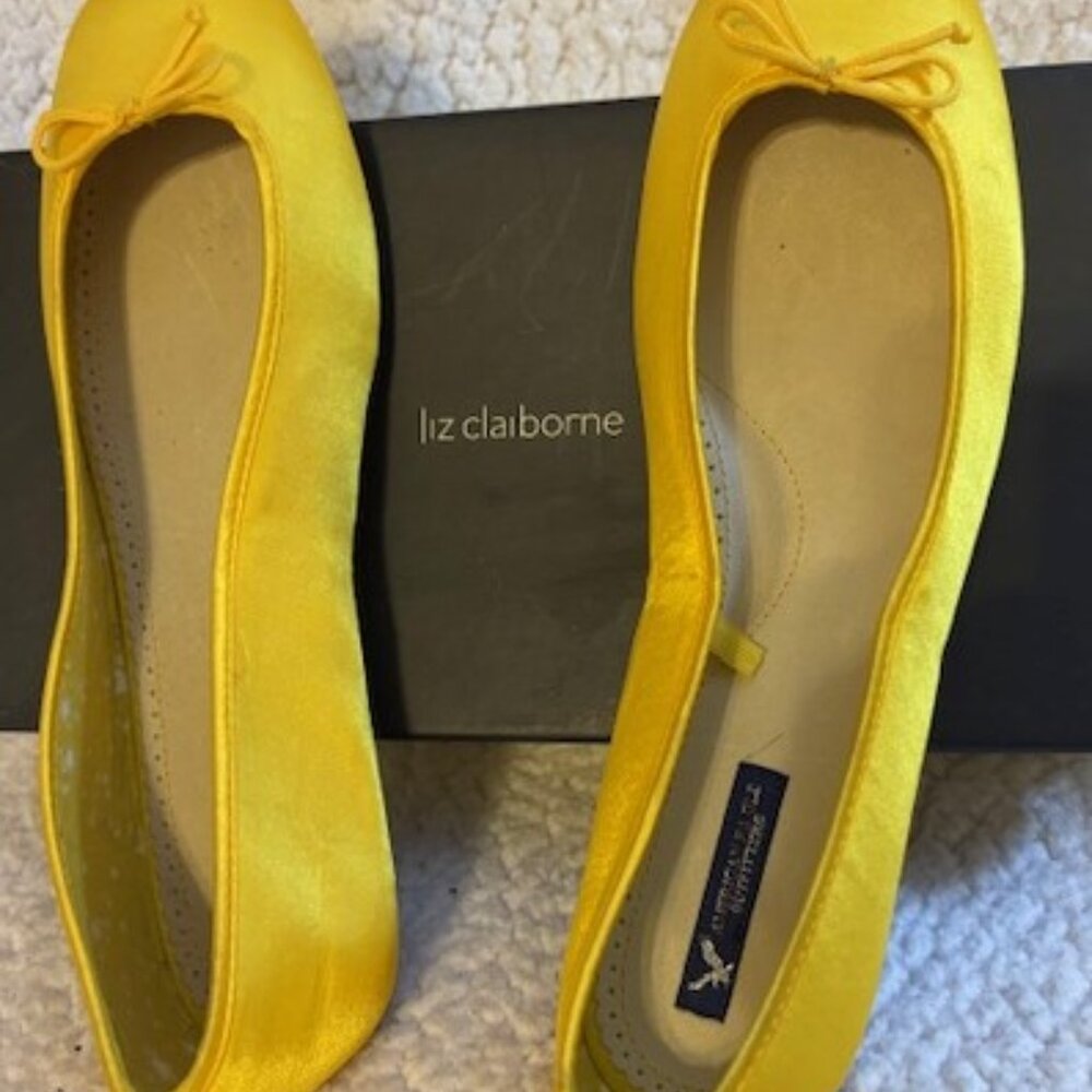 American Eagle Outfitters Yellow Satin Ballet Flats
